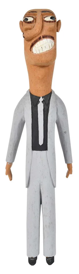 Sulton Rogers, Man in Gray Suit, carved and painted wood