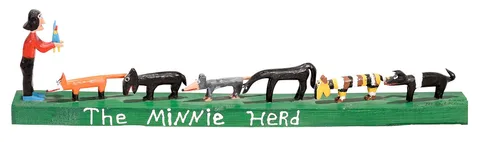 Minnie Adkins, The Minnie Herd, 2005, carved and painted wood