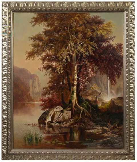 Otto Sommer, Birch Tree Near the Palisades, oil on canvas