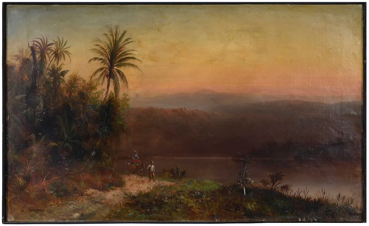 Elizabeth Gilbert Jerome, Tropical Landscape, 1869, oil on coarse canvas