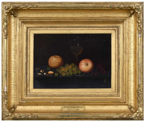 William Harnett, Still Life with Apples and Wine Glass, 1876, oil on canvas