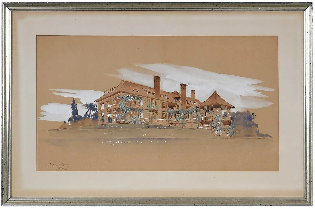 Henry Bacon, Donald MacRae House, watercolor and ink on paper board