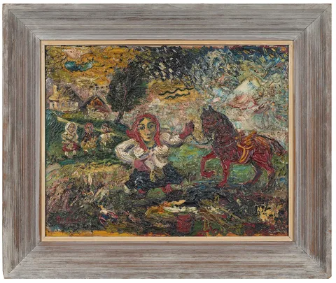 David Burliuk, The Farmer's Wife, oil on canvas