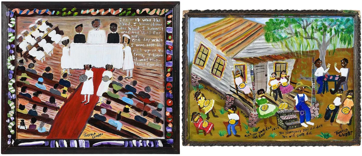 Theresa Gloster, Two paintings: You Youngun's Eat All Dat, acrylic on board