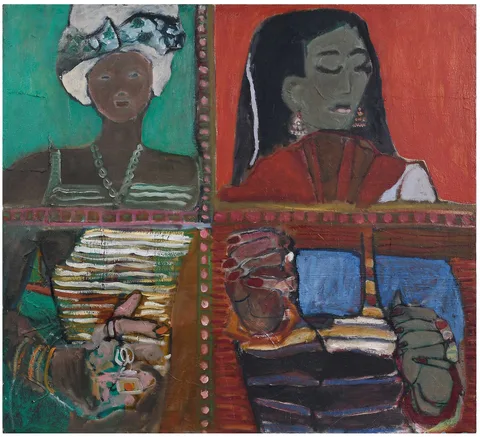 Muriel Ehrman-Mandel, Untitled, Two Women, oil on canvas