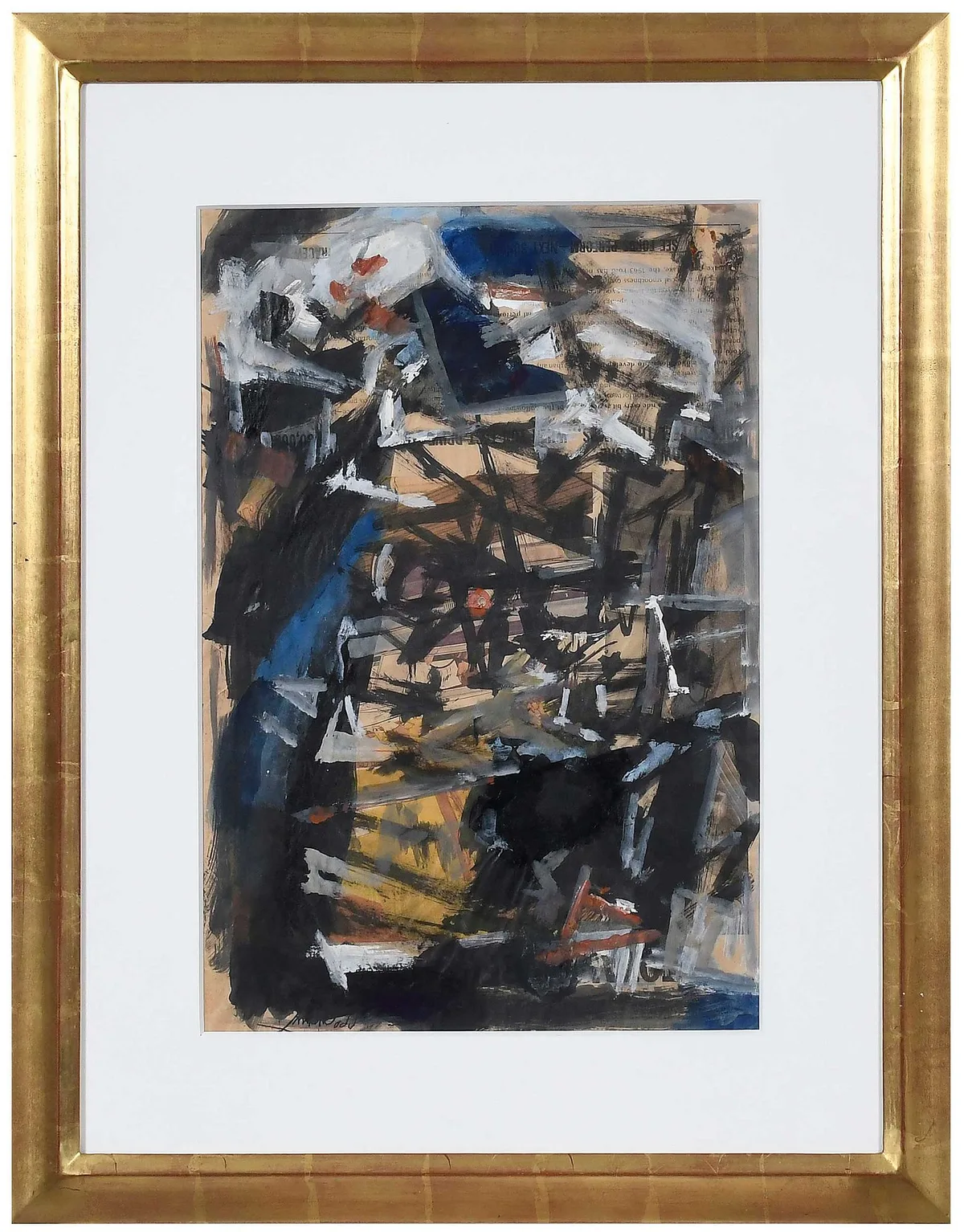 Monhegan by Lamar Dodd, watercolor on newspaper, sold Mar 2025