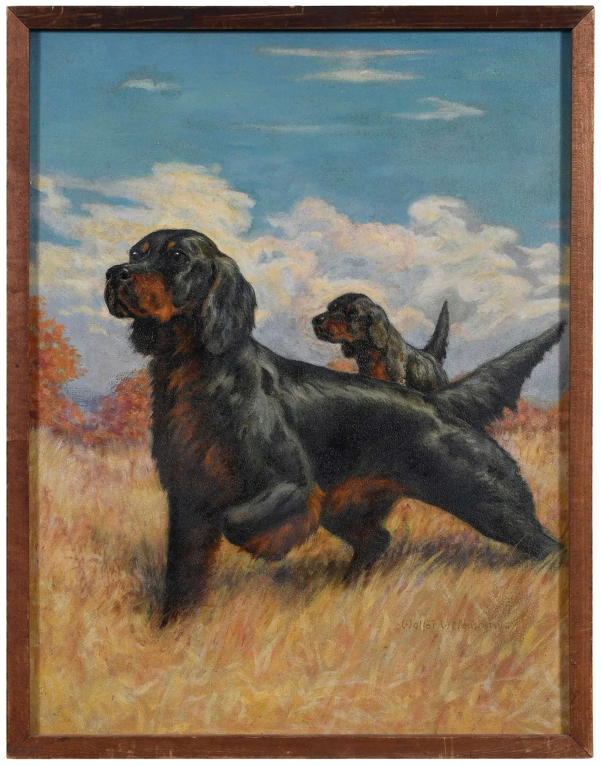 Walter Hemenway, Gordon Setters, oil on canvas