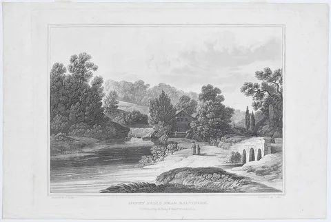 Joshua Shaw, Jones' Falls Near Baltimore, 1820, aquatint with etching