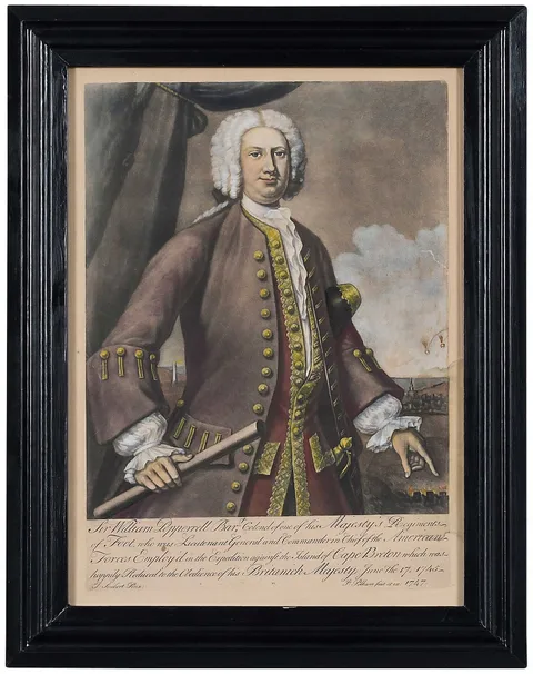 John Smibert, Sir William Pepperrell, 1747, hand-colored mezzotint