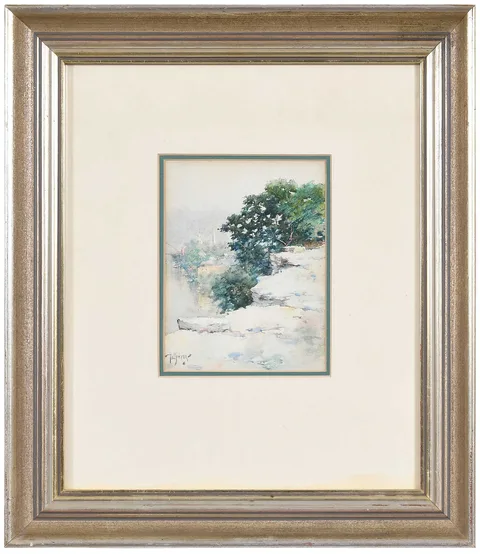 Paul Sawyier, Waters Edge, Frankfort, Kentucky, watercolor on board