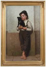John George Brown, Young Boy with Puppy