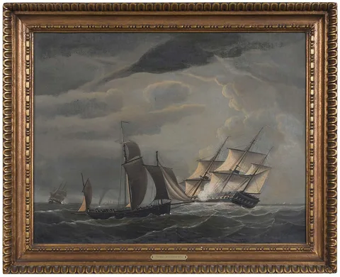Thomas Buttersworth, Frigate Signaling Danger, oil on canvas