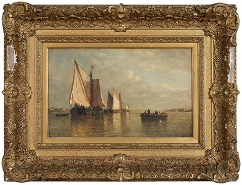 Paul Jean Clays, Shipping in a Calm Near the Coast, 1867, oil on panel