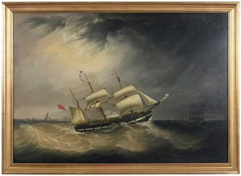 Joseph Heard, The Ship "Charles Evers" at Sea, 1836, oil on lined canvas