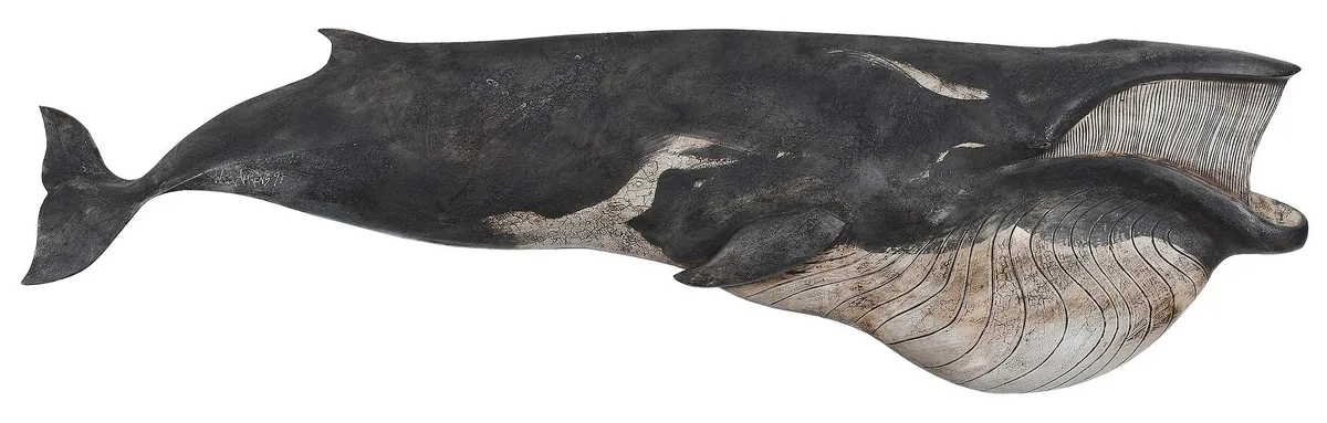 Wick Ahrens, Carved and Painted 'Humpback Whale', carved and painted wood