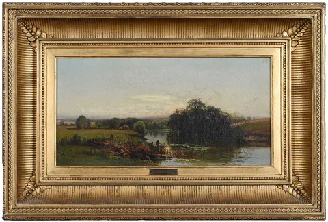 Arthur Parton, Fisherman on the Banks of a Stream, 1869, oil on canvas