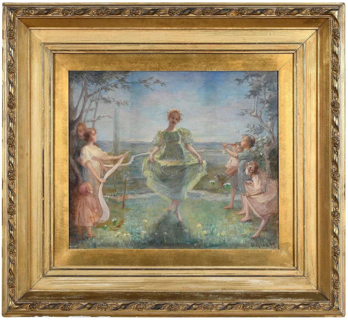 Spring Maidens by Annie Barrows Shepley, 1897, oil on canvas, sold Oct 2024