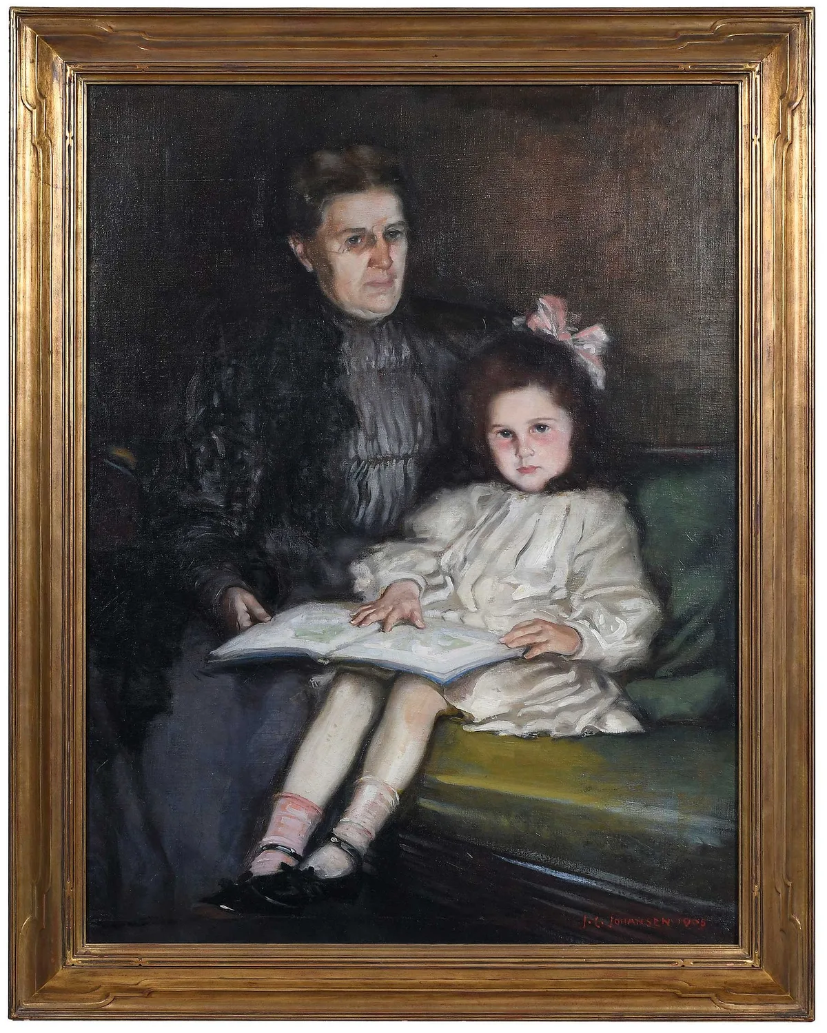 The Story Book by John Christen Johansen, 1905, oil on canvas, sold Oct 2024