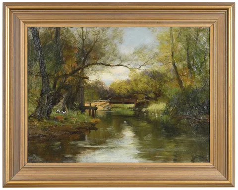 Charles Gruppe, The Village Bridge, oil on canvas