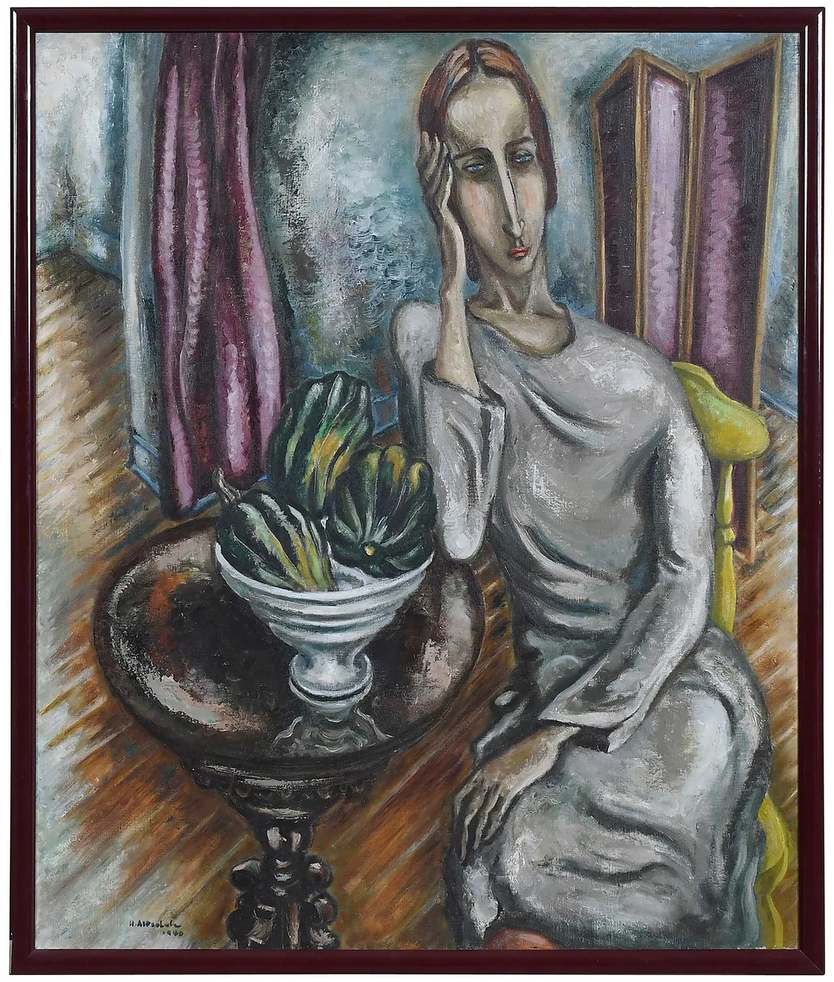 Hilda Altschule Coates, Woman in White, oil on canvas