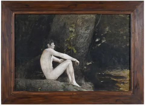 Andrew Wyeth, Undercover and Evening at Kuerner's Study, a double-sided work, watercolor and drybrush on a single sheet of paper