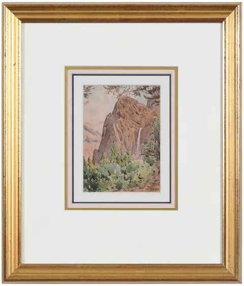Gunnar Widforss, \r\n\r\nBridal Veil Falls, Yosemite, circa 1923, water color on board