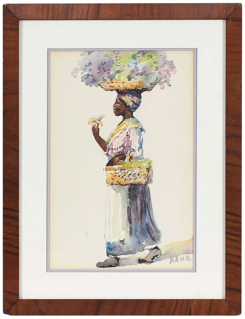 Flower Seller by Alice Ravenel Huger Smith, watercolor on paper, sold Jun 2024