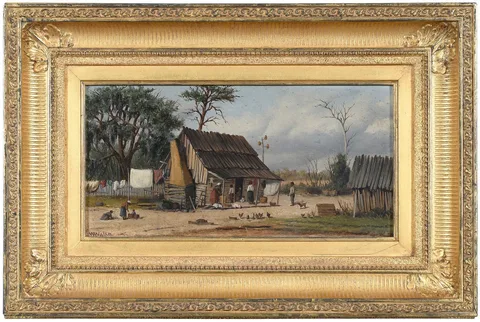 William Aiken Walker, Cabin Scene, oil on board