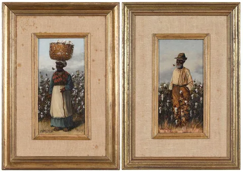 William Aiken Walker, Apex and Annie, Pair of Cotton Pickers, each signed lower left "WAWalker, oil on academy board