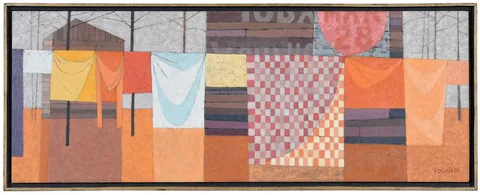 Claude Howell, The Checkered Quilt, oil on canvas