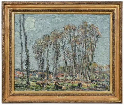 Walter Griffin, Boigneville Woodcutters, Brittany, France, 1912, oil on canvas