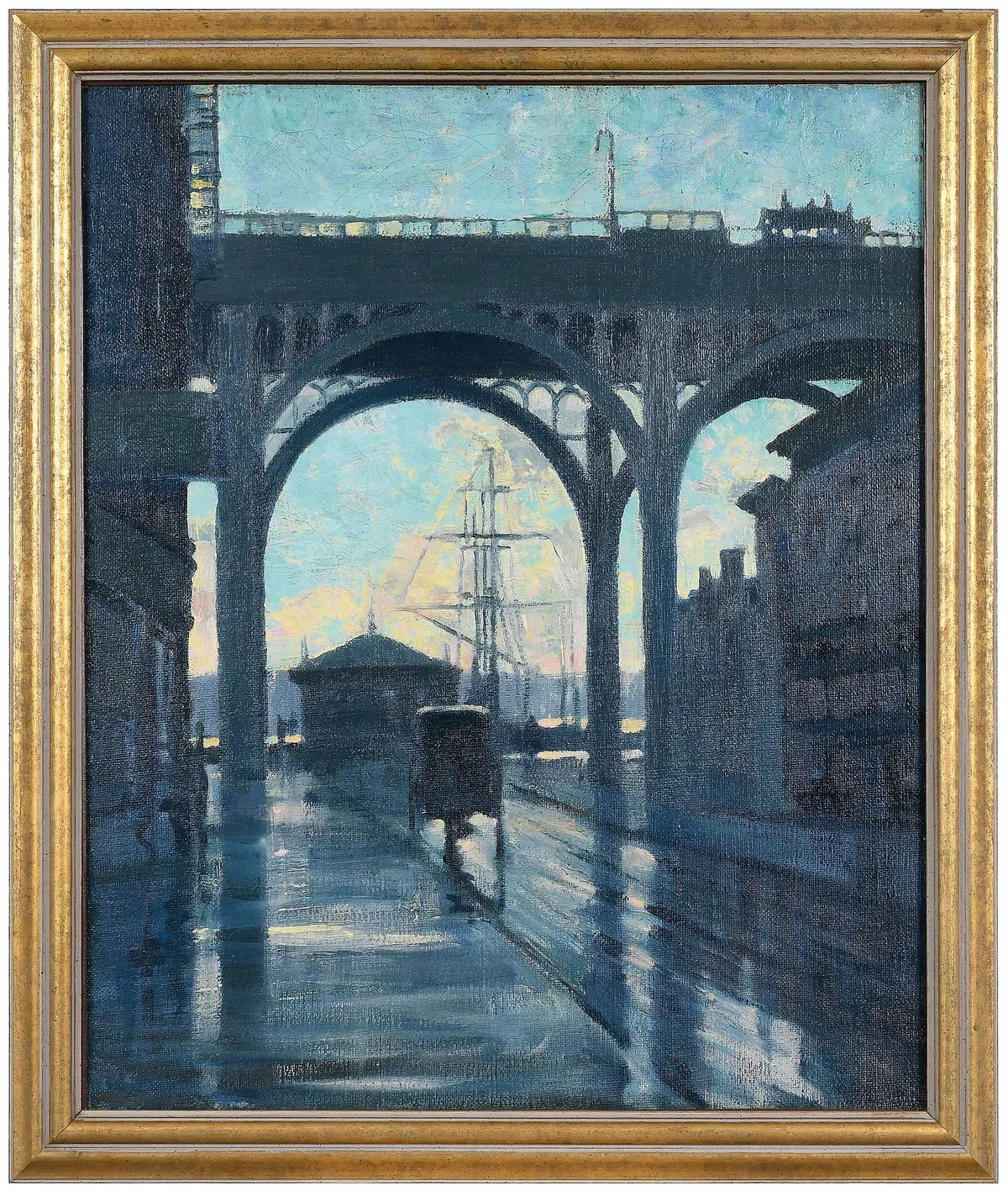 Coulton Waugh, Approach to a Ferry Slip, New York, oil on canvas