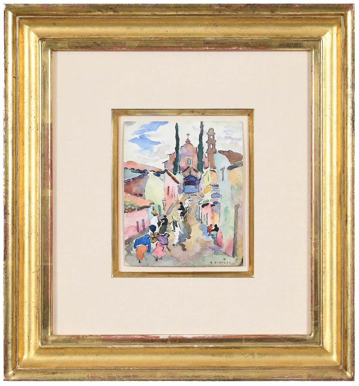 Alice Shille, Indian Church at Cuernavaca, circa 1923, watercolor on paper