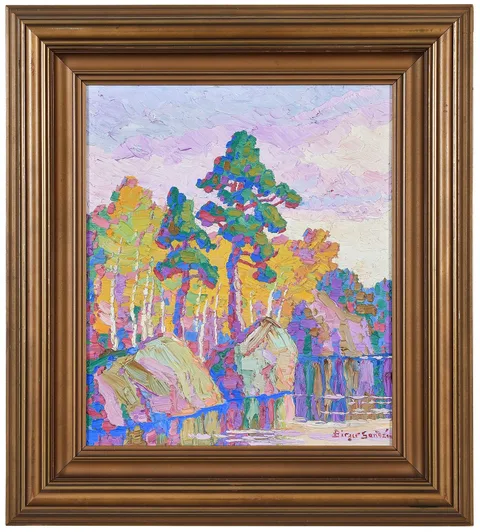 Birger Sandzén, Pine and Aspen, Rocky Mountain National Park, 1928, oil on Masonite