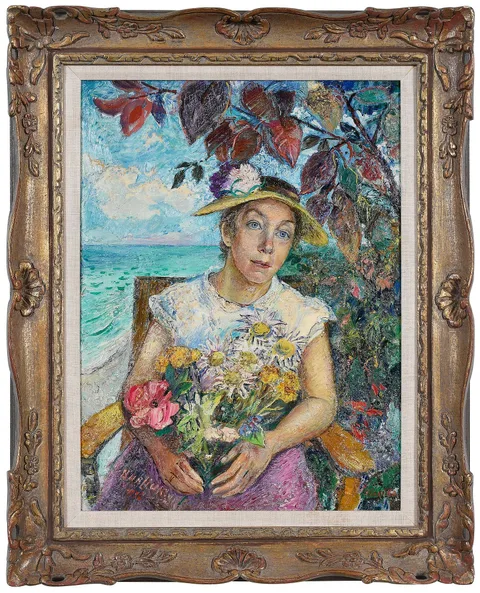 David Burliuk, Mathilde Haslauer by the Sea, oil on canvas
