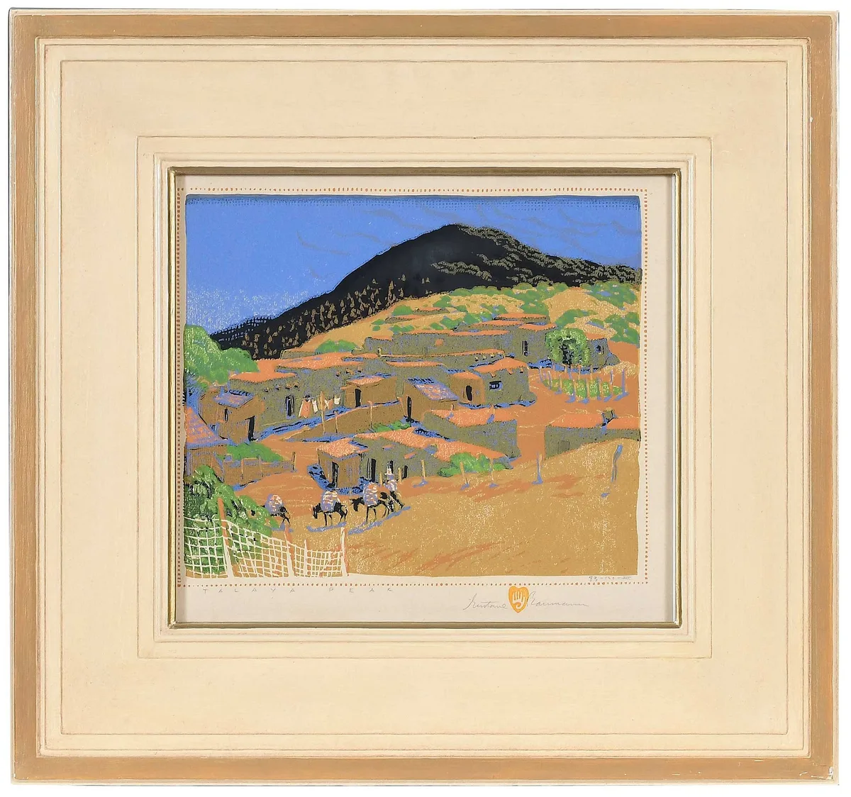 Talaya Peak (1931) by Gustave Baumann, 1931, colored wood block on paper, sold Mar 2024