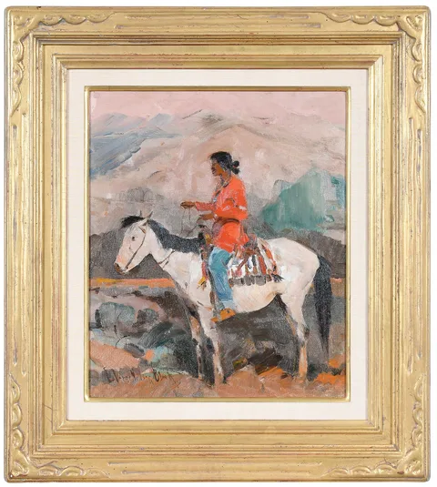 Laverne Nelson Black, Indian on Horseback, oil on canvas