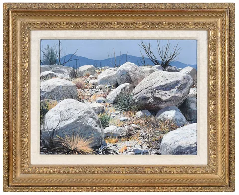 Peter Ellenshaw, Western Rocks, 1968, oil on Masonite
