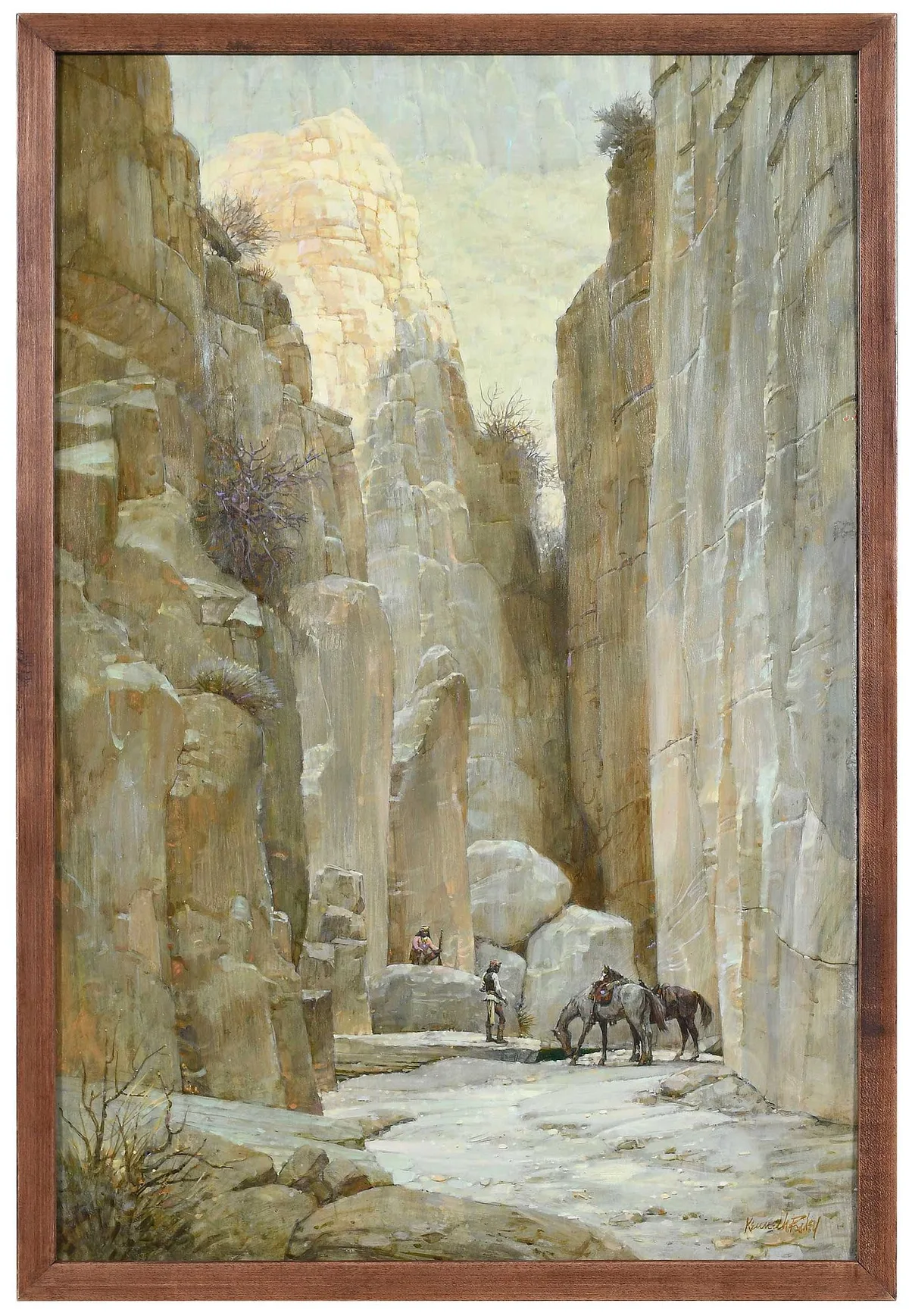 Kenneth Pauling Riley, Aravaipa Canyon, oil on Masonite