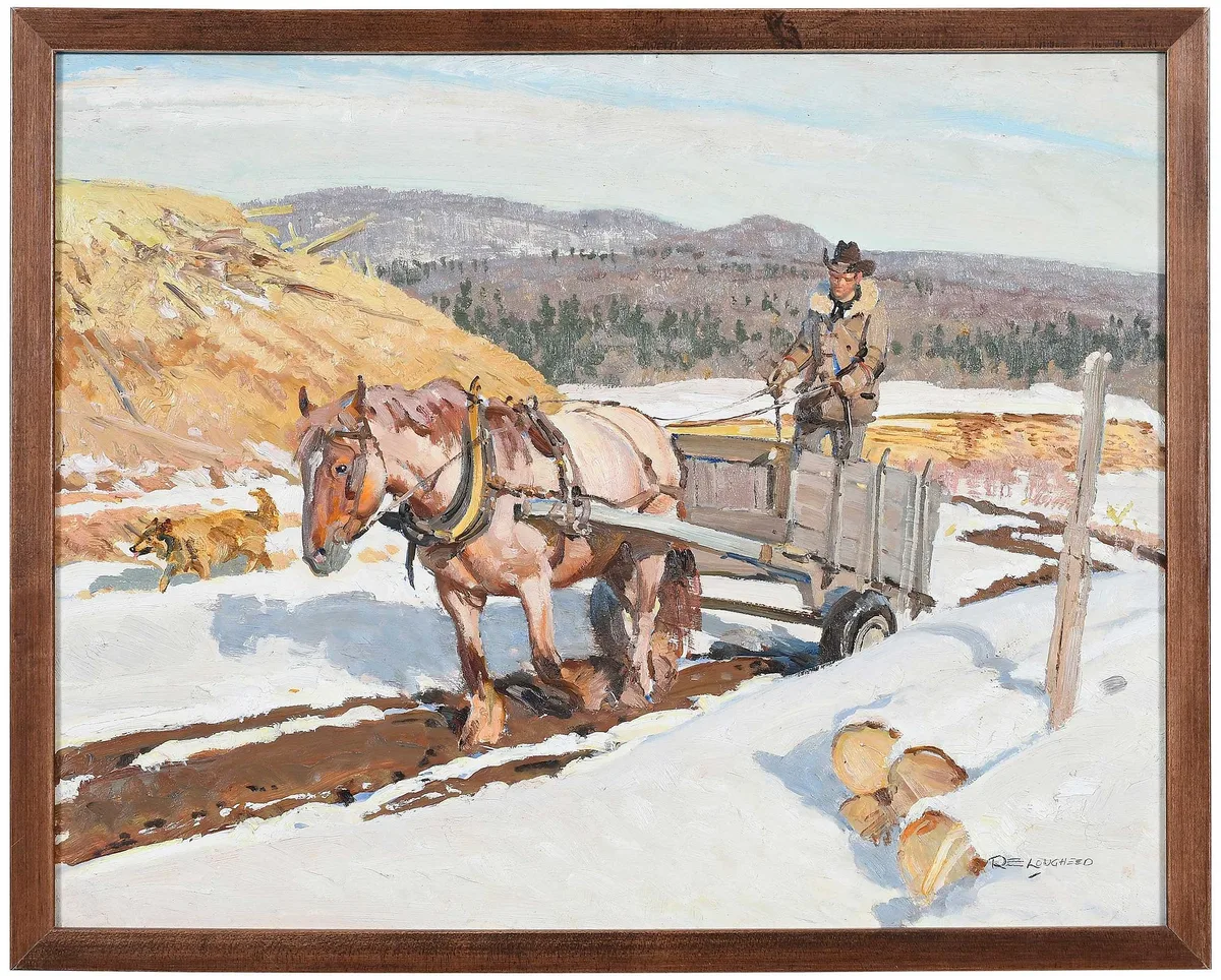 The Saw Mill Roan by Robert Lougheed, oil on Masonite, sold Mar 2024