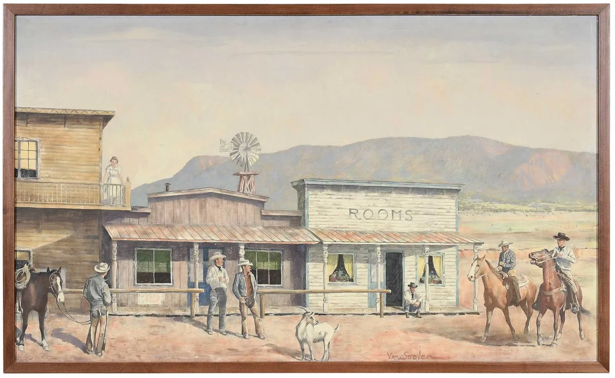 Theodore Van Soelen, Cowboy's Day Off, tempera on Masonite