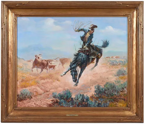 William Moyers, A Hard Ride or a Long Walk, oil on canvas