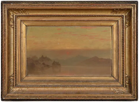 Jervis McEntee, Hudson River Sunset, oil on canvas
