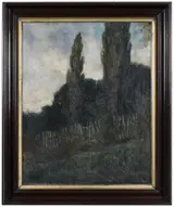 William Langson Lathrop, Tonalist Landscape with Picket Fence