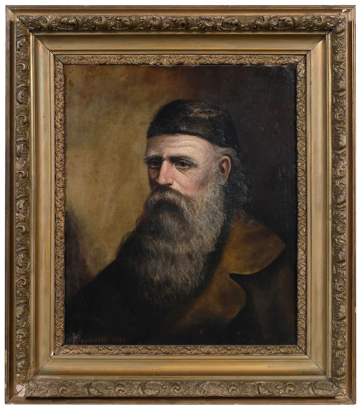 Plumer Prescott, Portrait of a Bearded Man in a Fur Cap, 1880, oil on canvas
