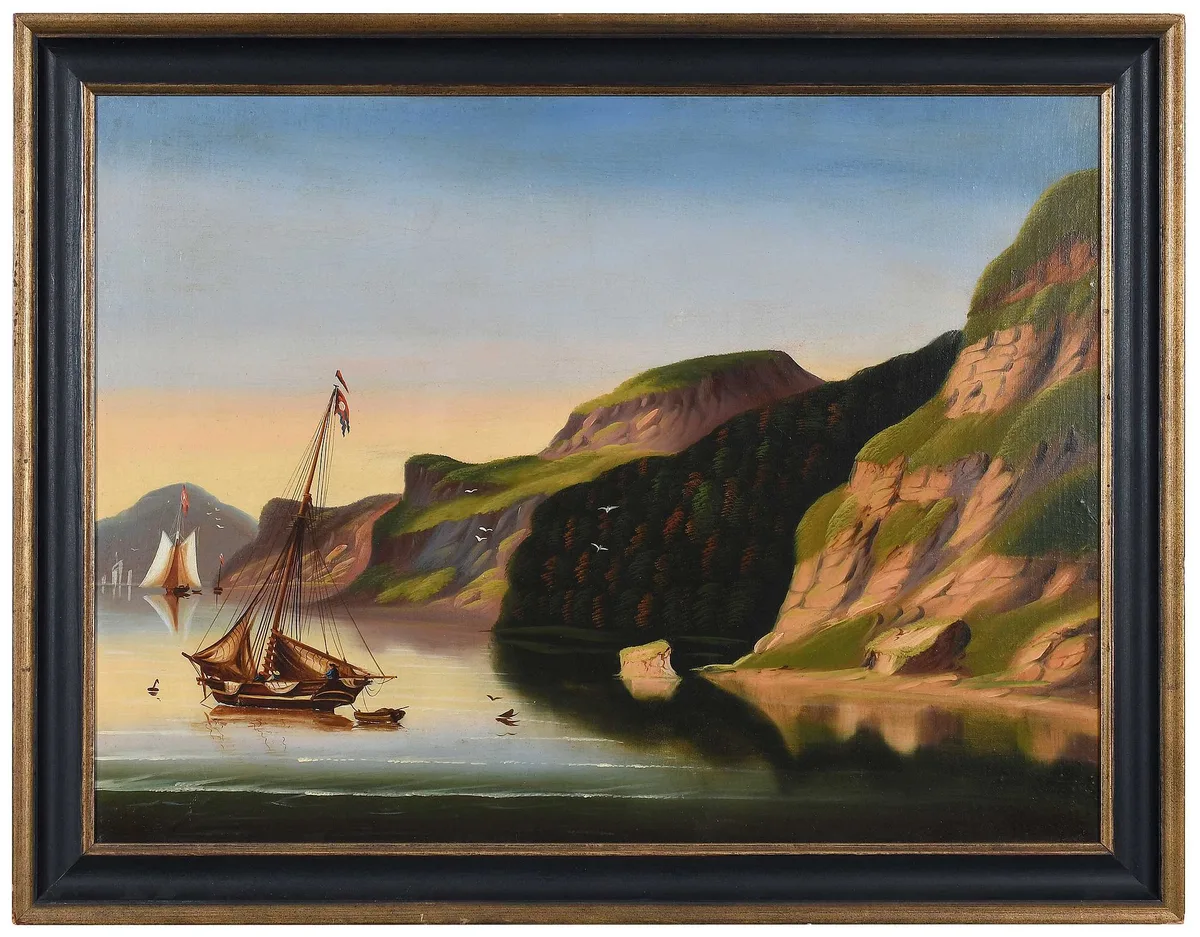 On the Hudson by Thomas Chambers, oil on canvas, sold Mar 2024