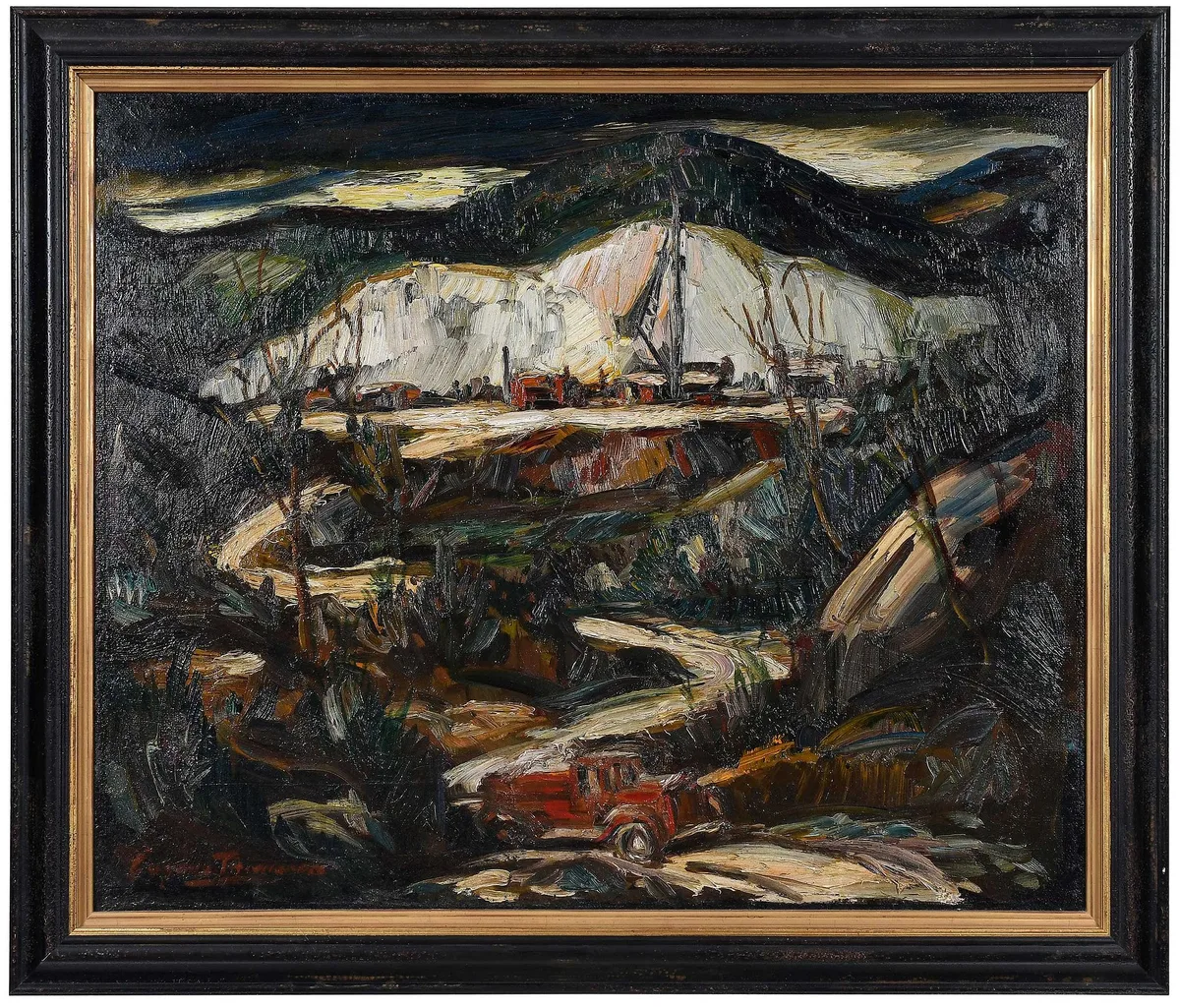 Eugene H. Thomason, Feldspar Quarry, North Carolina, oil on Masonite