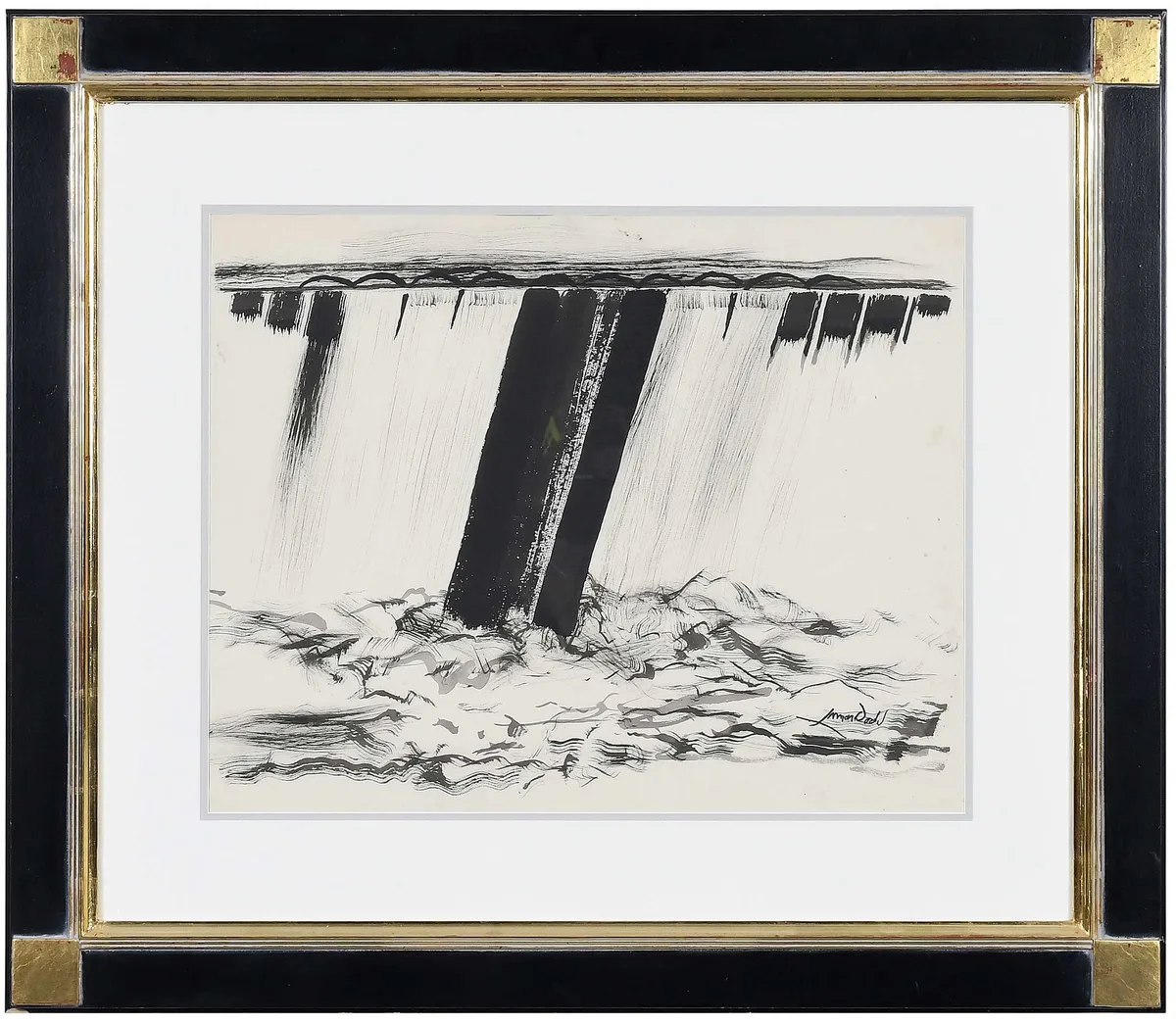 Lamar Dodd, Hoover Dam, ink on paper