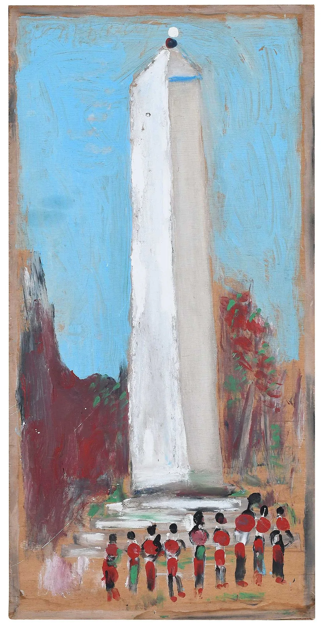Jimmy Lee Sudduth, Washington Monument, paint and mud on board