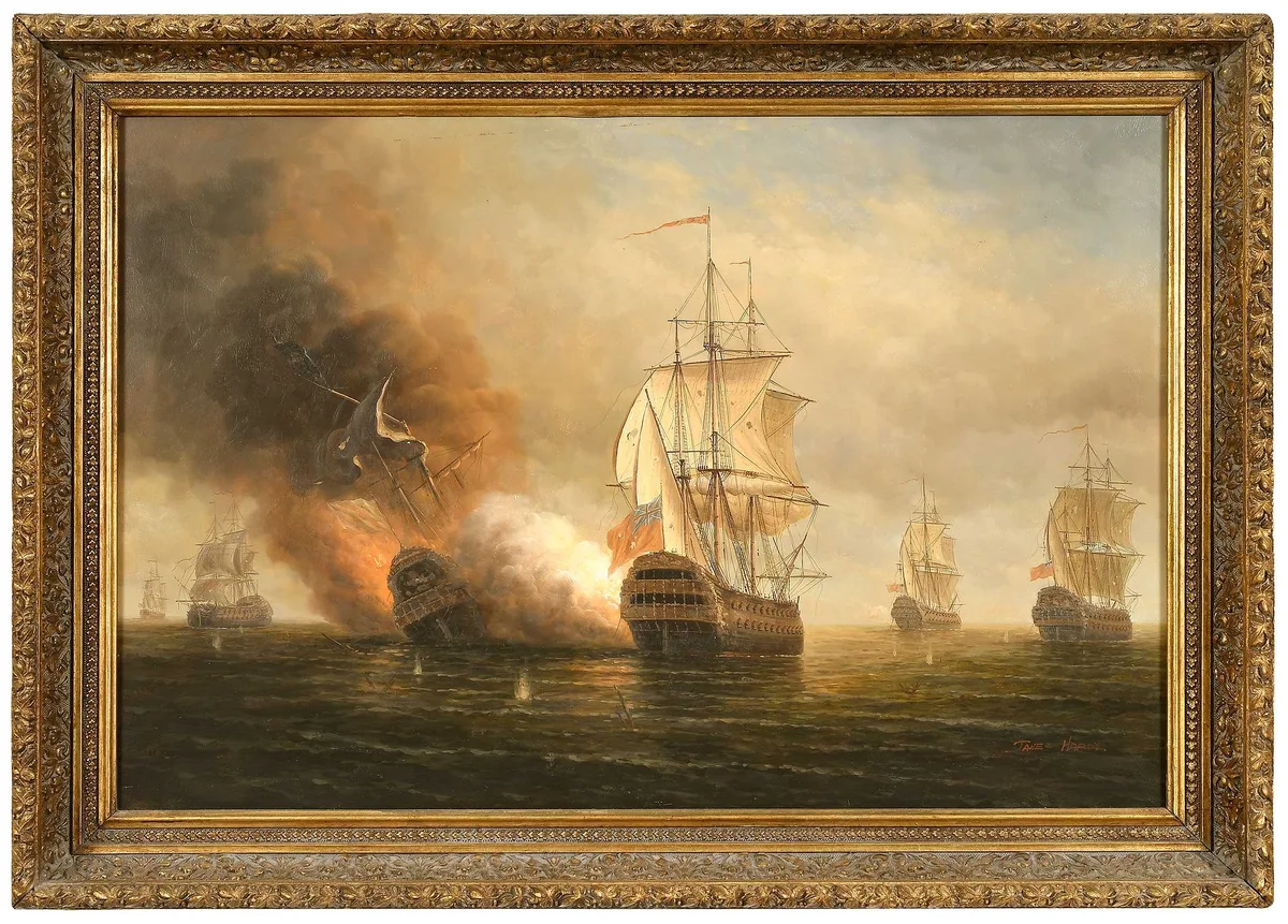 James Hardy III, Naval Battle, oil on panel